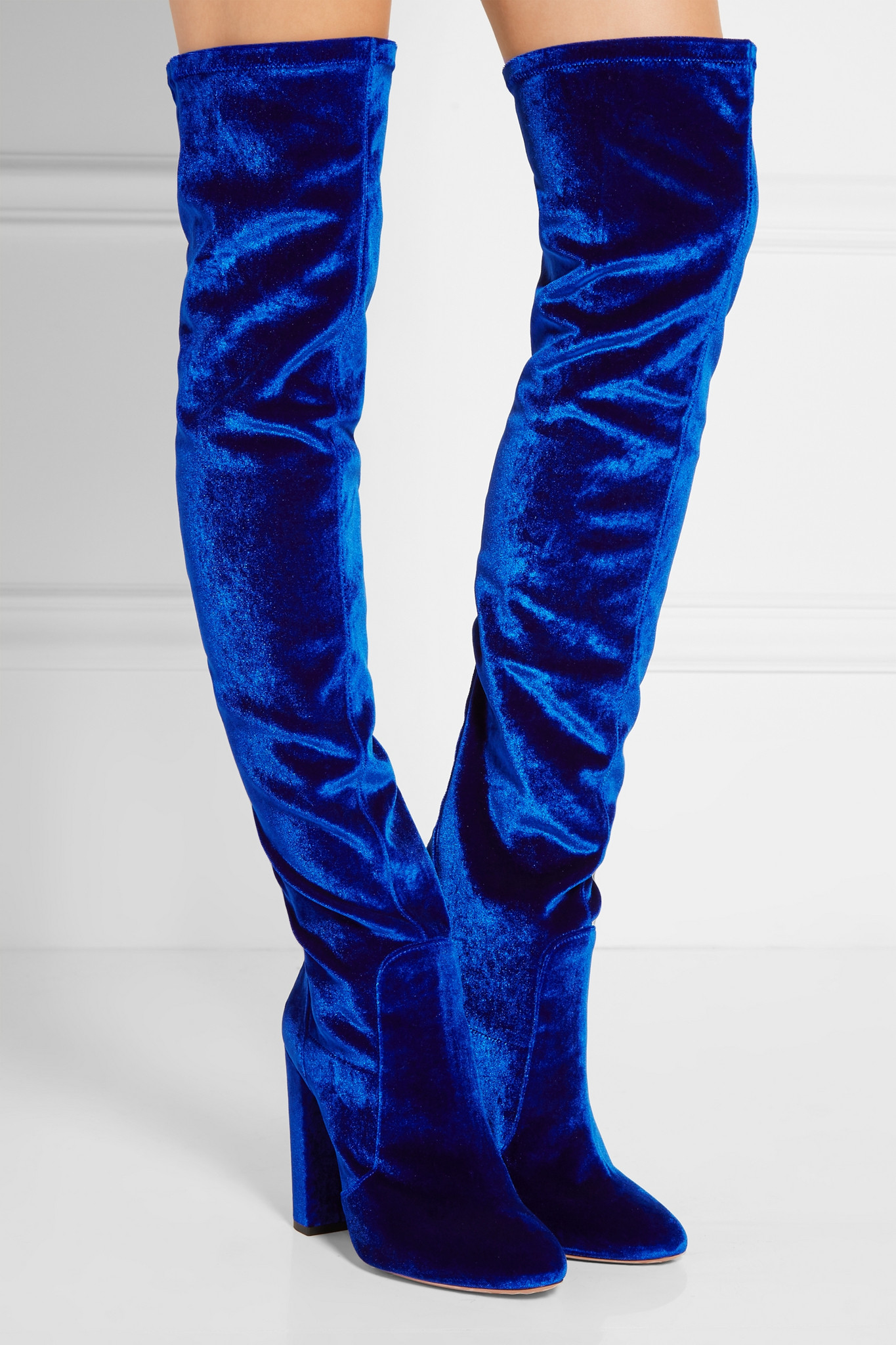 Aquazzura Thigh High Velvet Overtheknee Boots in Blue Lyst